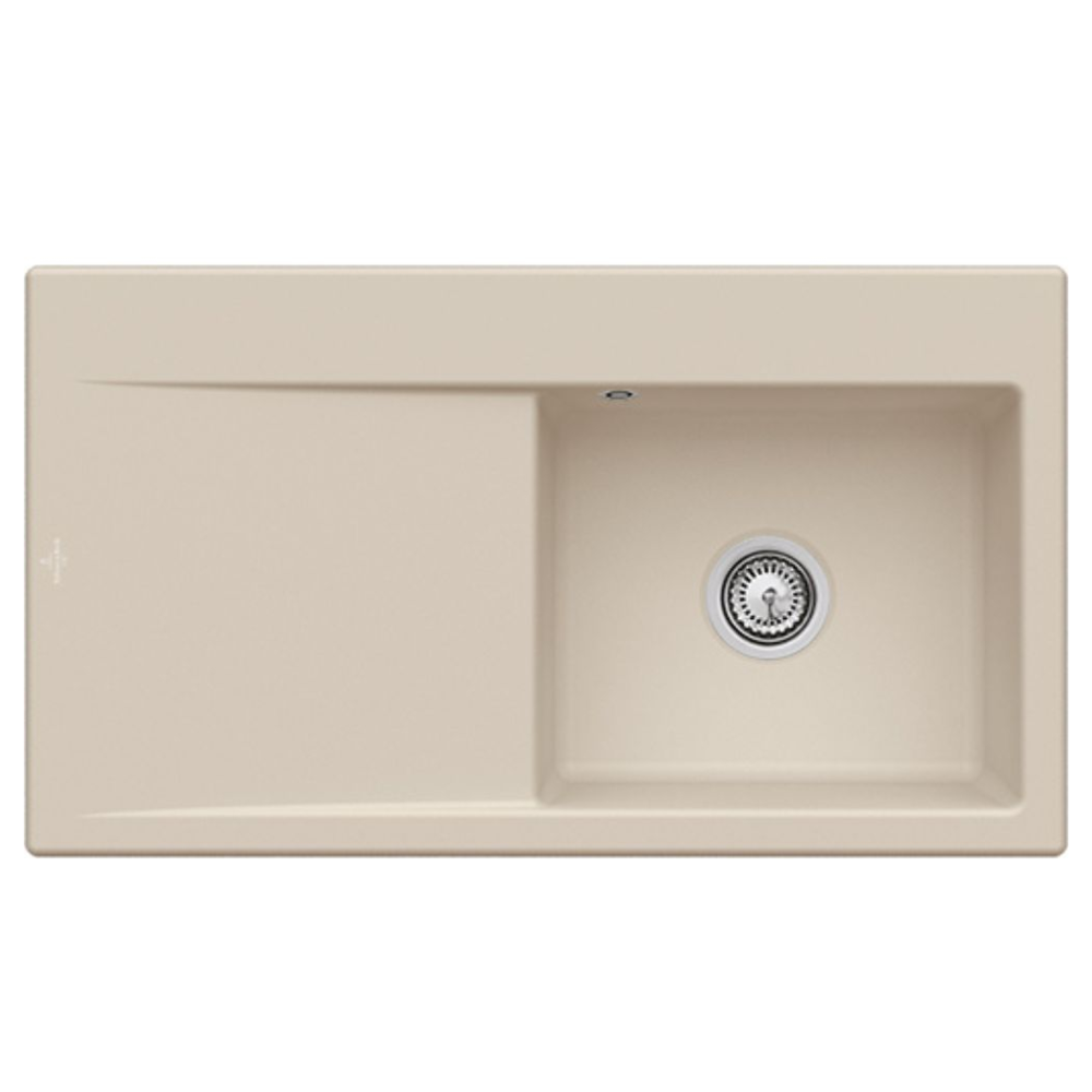 Evier cuve à droite avec vidage automatique VILLEROY ET BOCH Subway 50, almond ceramic plus