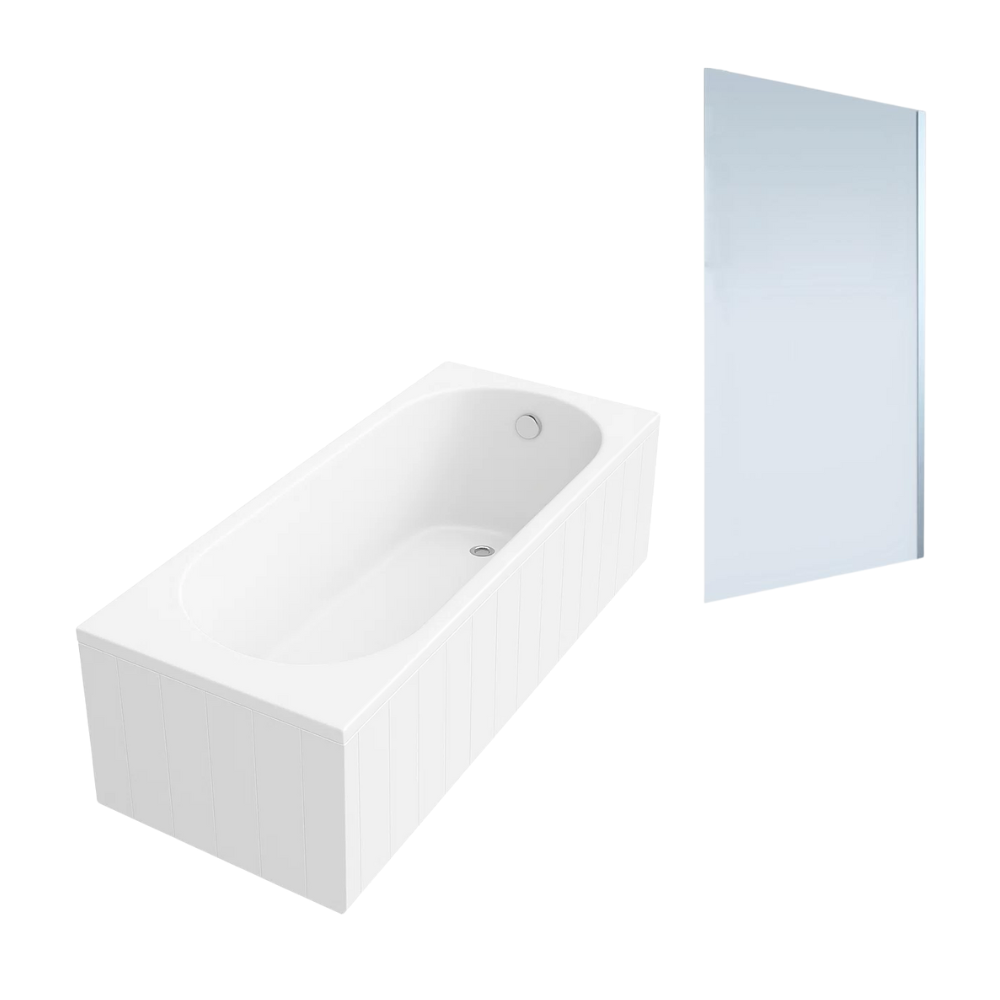 Baignoire droite VILLEROY & BOCH O.novo 170 x 75 cm Blanc + Pare bain droite AURYS Mist 1 chromé