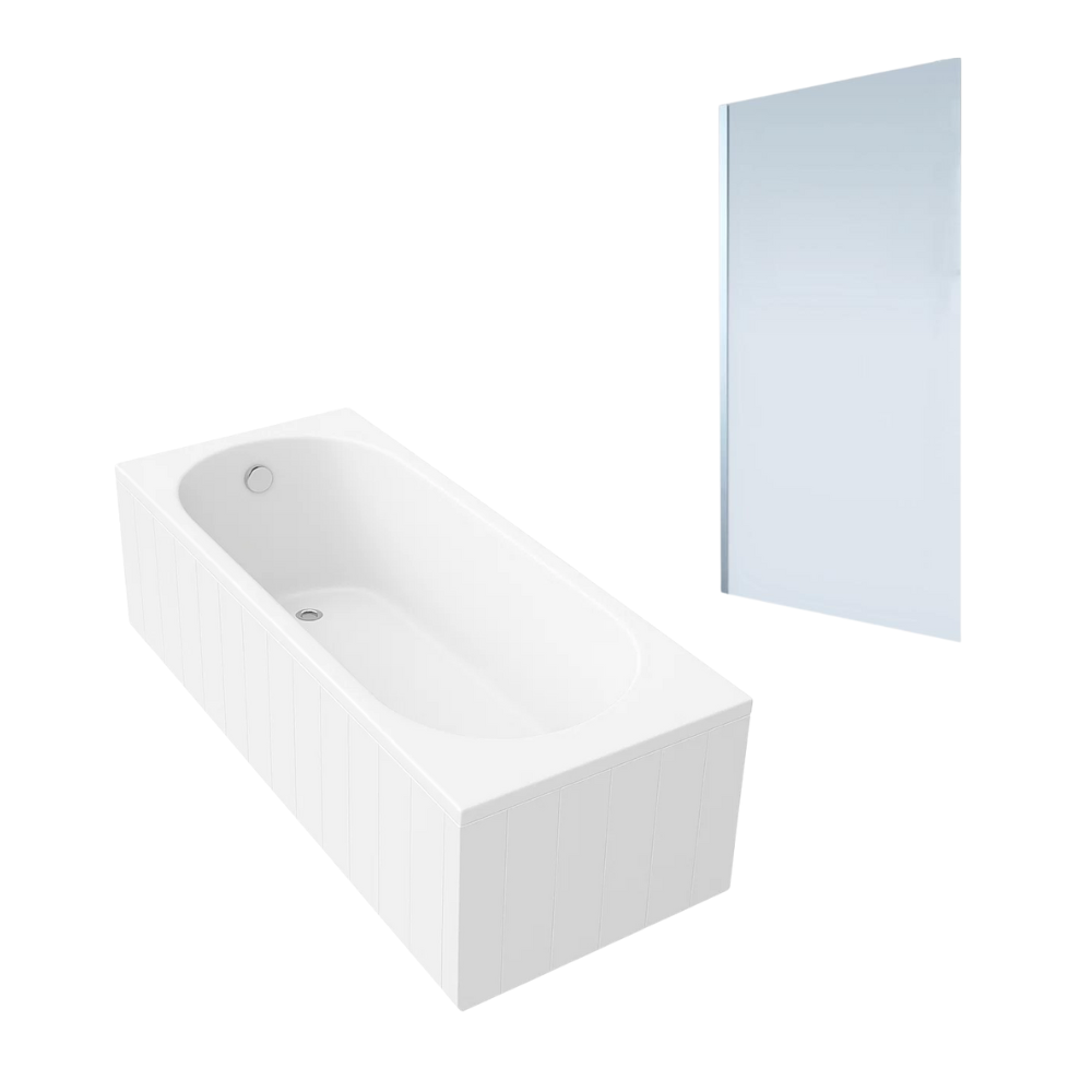 Baignoire droite VILLEROY & BOCH O.novo 170 x 75 cm Blanc + Pare Bain gauche AURYS Mist 1 chromé