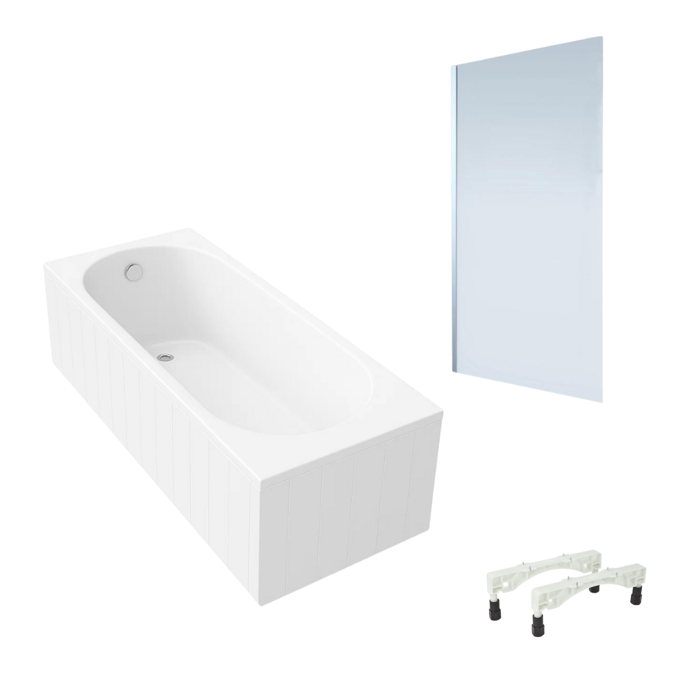 Baignoire droite avec pieds 170 x 75 cm VILLEROY & BOCH O.Novo Blanc + Pare Bain gauche AURYS Mist 1 chromé