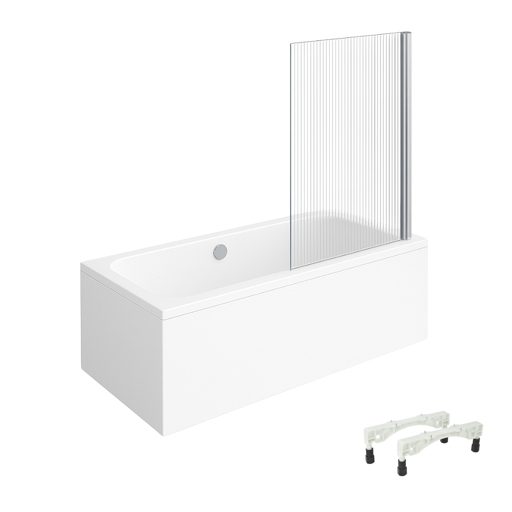 Baignoire droite VILLEROY & BOCH Architectura avec pieds acrylique 170 x 80 cm + Pare bain droite AURYS Raywall chromé