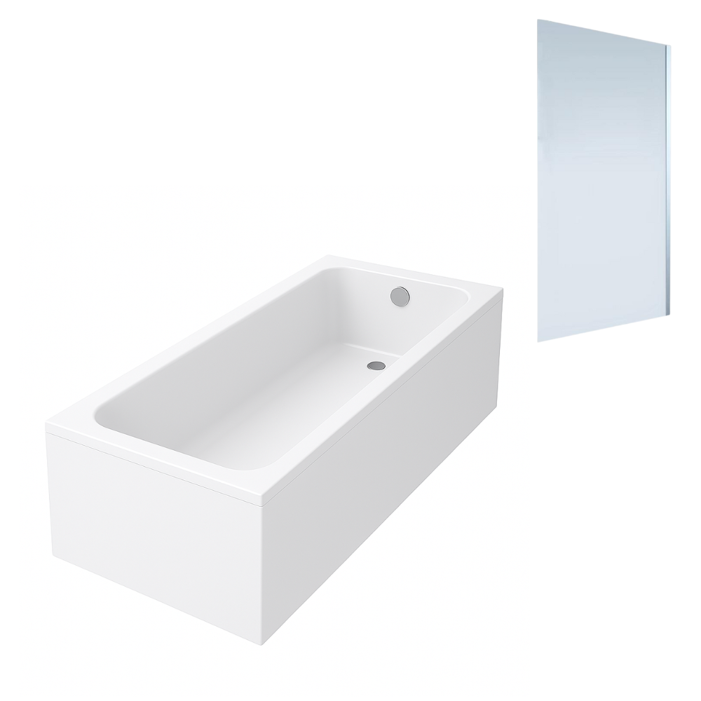 Baignoire droite VILLEROY & BOCH Architectura acrylique 150 x 70 cm + Pare bain droite AURYS Mist 1 chromé