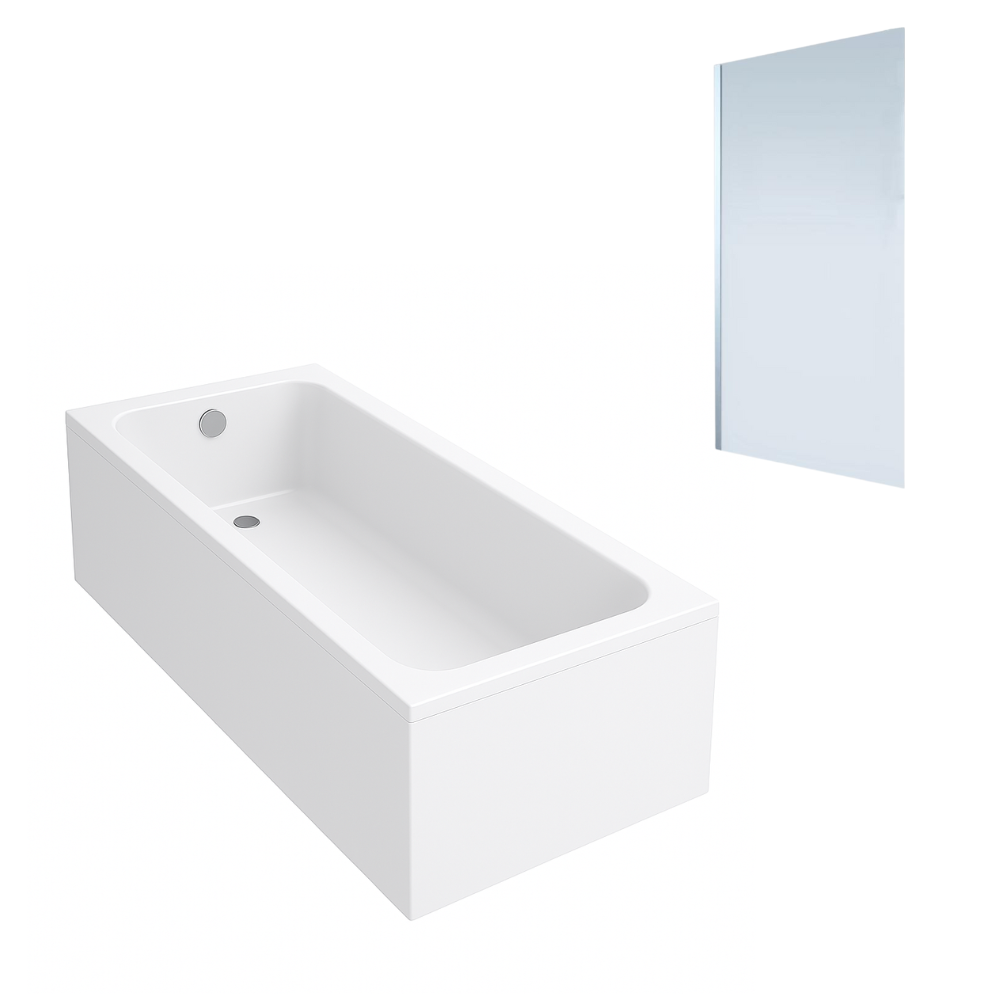 Baignoire droite VILLEROY & BOCH Architectura acrylique 150 x 70 cm + Pare bain gauche AURYS Mist 1 chromé