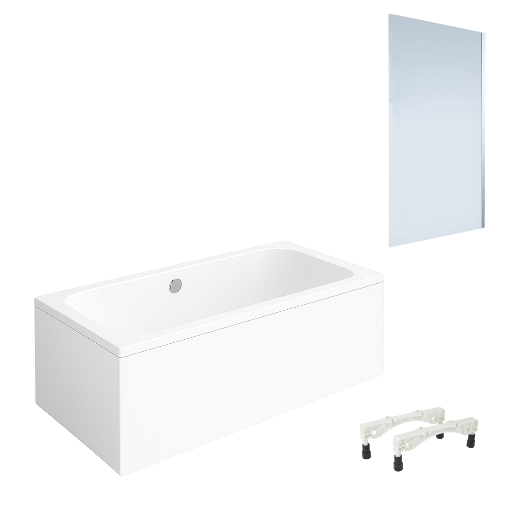 Baignoire droite VILLEROY & BOCH Architectura avec pieds acrylique 170 x 80 cm + Pare bain droite AURYS Mist 1 chromé
