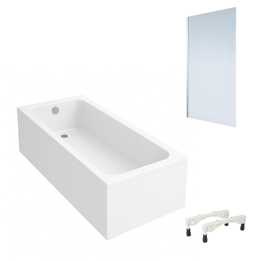 Baignoire droite VILLEROY & BOCH Architectura avec pieds acrylique 150 x 70 cm + Pare bain gauche AURYS Mist 1 chromé