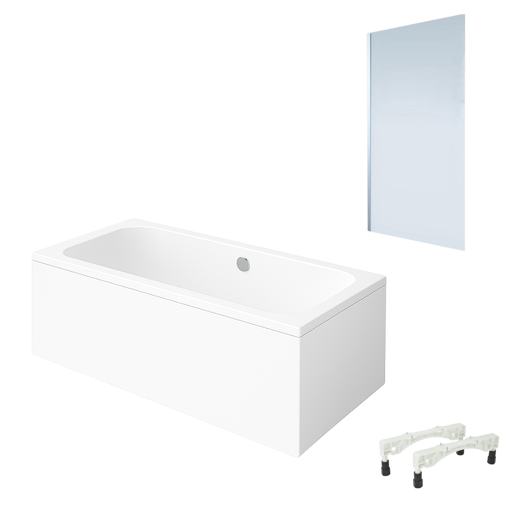 Baignoire droite VILLEROY & BOCH Architectura avec pieds acrylique 170 x 80 cm + Pare bain gauche AURYS Mist 1 chromé