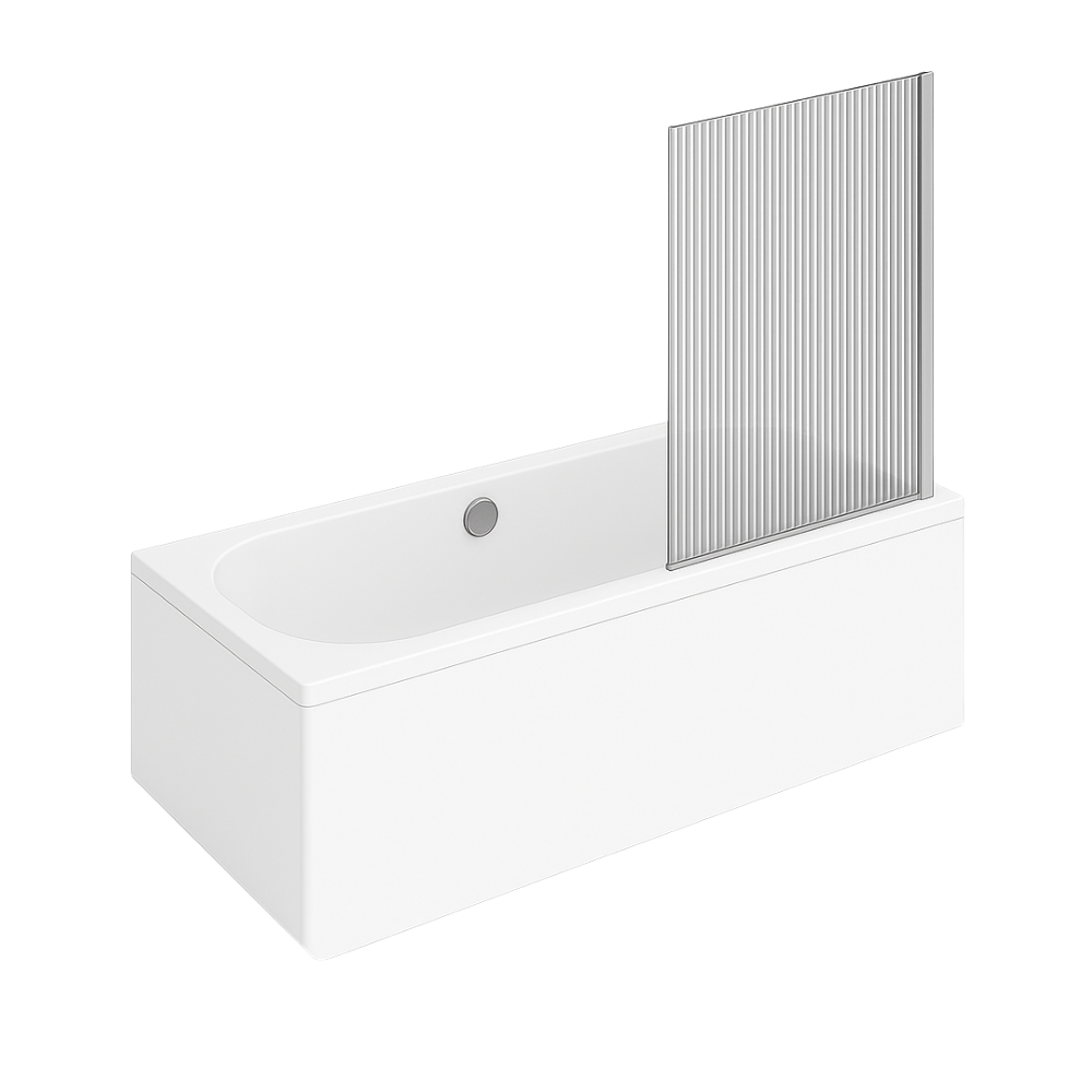 Baignoire droite VILLEROY ET BOCH Oberon quaryl 190 x 90 cm + Pare bain droite AURYS Raywall chromé