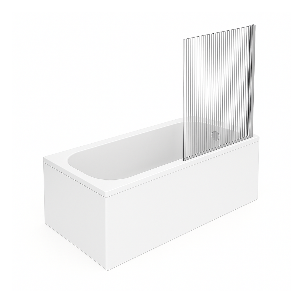 Baignoire droite VILLEROY ET BOCH Oberon quaryl 180 x 80 cm + Pare bain droite AURYS Raywall chromé