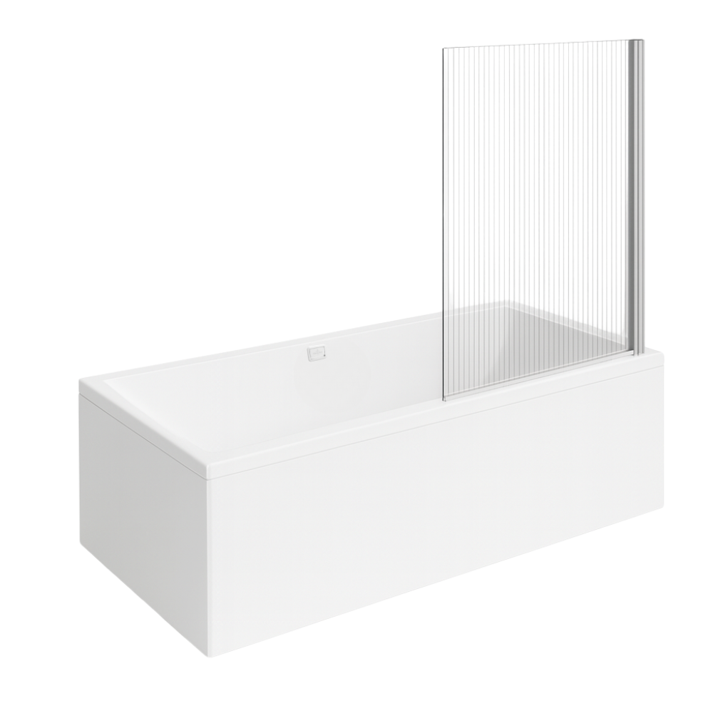 Baignoire droite VILLEROY ET BOCH Collaro 170 x 75cm Blanc mat vidage et trop plein blanc mat + Pare bain droite AURYS Raywall