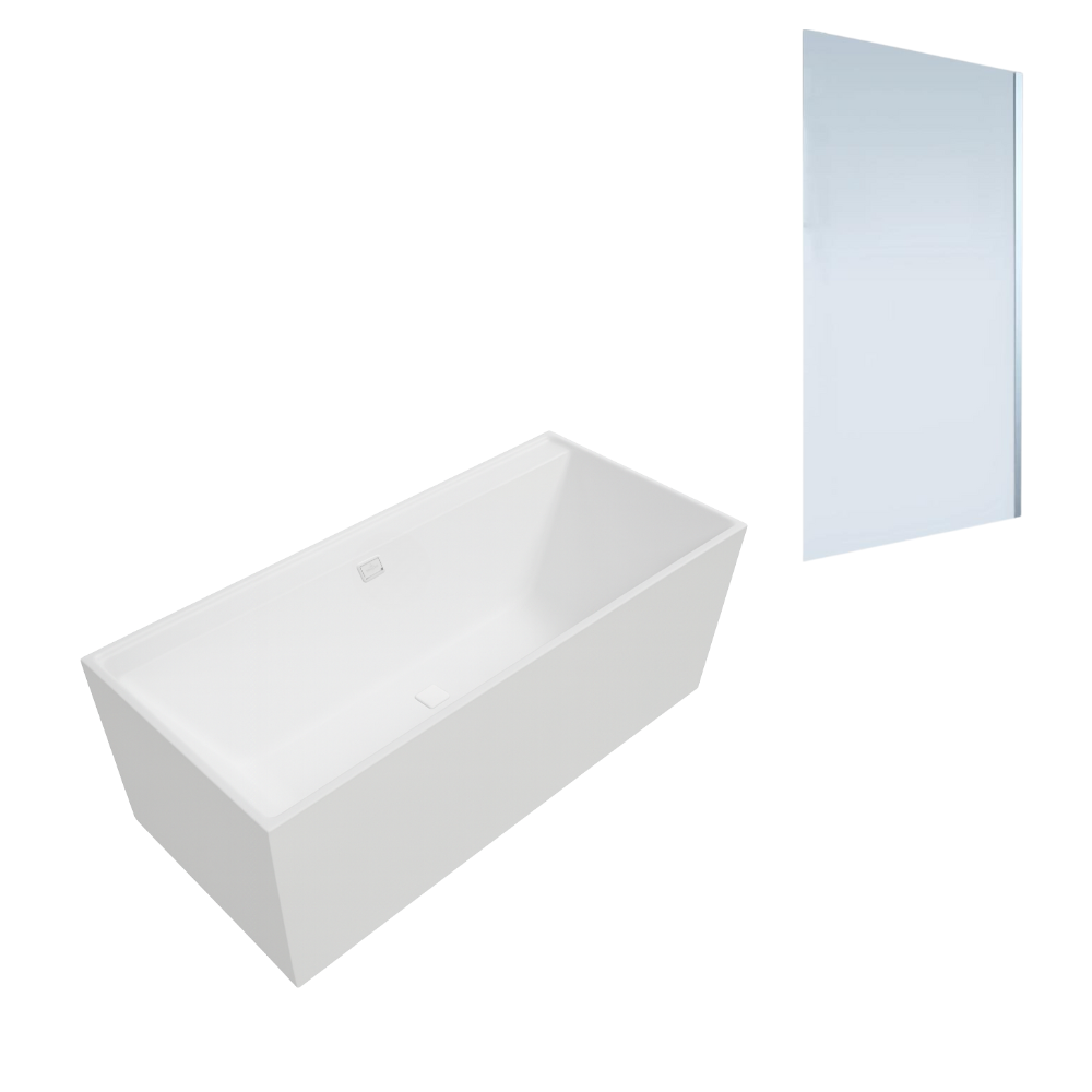 Baignoire droite VILLEROY ET BOCH Collaro 170 x 75cm Blanc mat vidage et trop plein blanc mat + Pare bain droite AURYS Mist 1