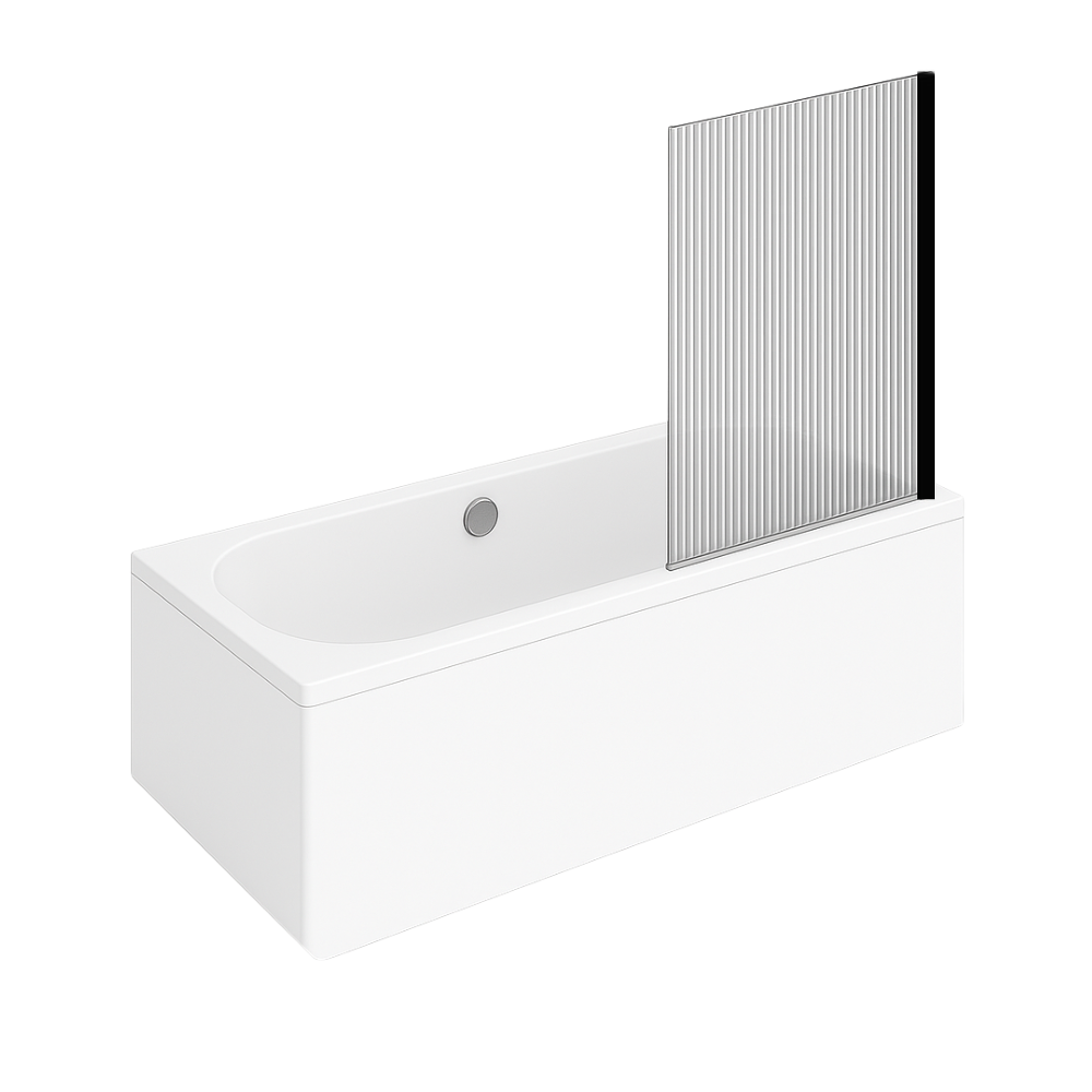 Baignoire droite VILLEROY ET BOCH Oberon quaryl 190 x 90 cm + Pare bain droite AURYS Raywall Noir mat