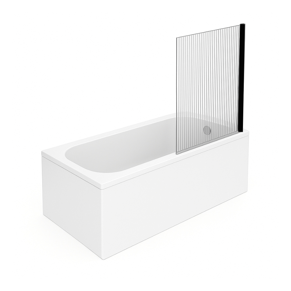 Baignoire droite VILLEROY ET BOCH Oberon quaryl 180 x 80 cm + Pare bain droite AURYS Raywall Noir mat