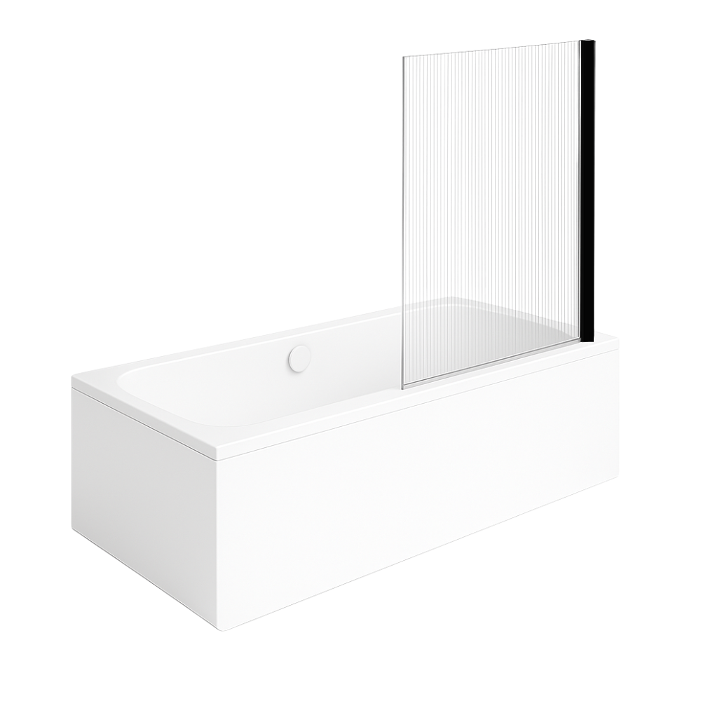 Baignoire droite VILLEROY & BOCH Architectura 180 x 80 cm Blanc + Pare bain droite AURYS Raywall Noir mat