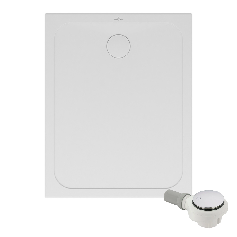 Receveur de douche antidérapant 100 x 80 VILLEROY ET BOCH Lifetime Plus Cerasoft céramique blanc + Bonde chromé