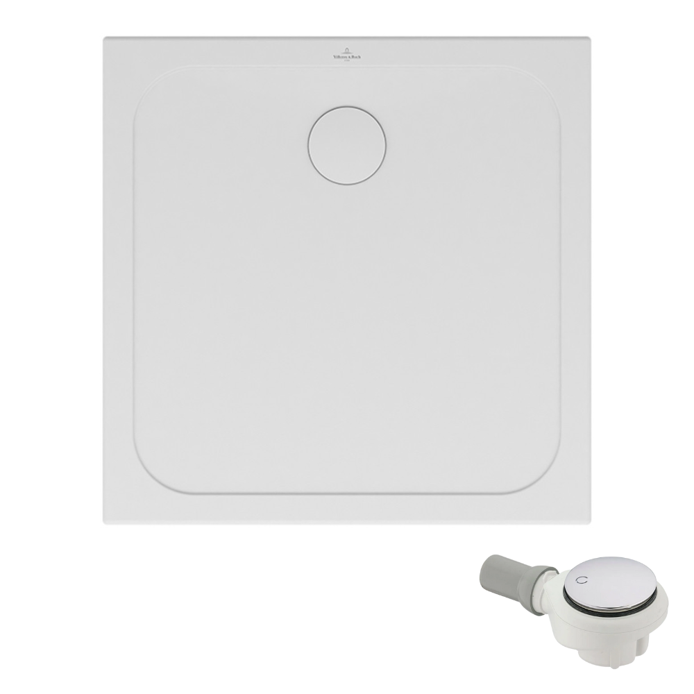 Receveur de douche antidérapant 80 x 80 VILLEROY ET BOCH Lifetime Plus Cerasoft céramique blanc + Bonde chromé