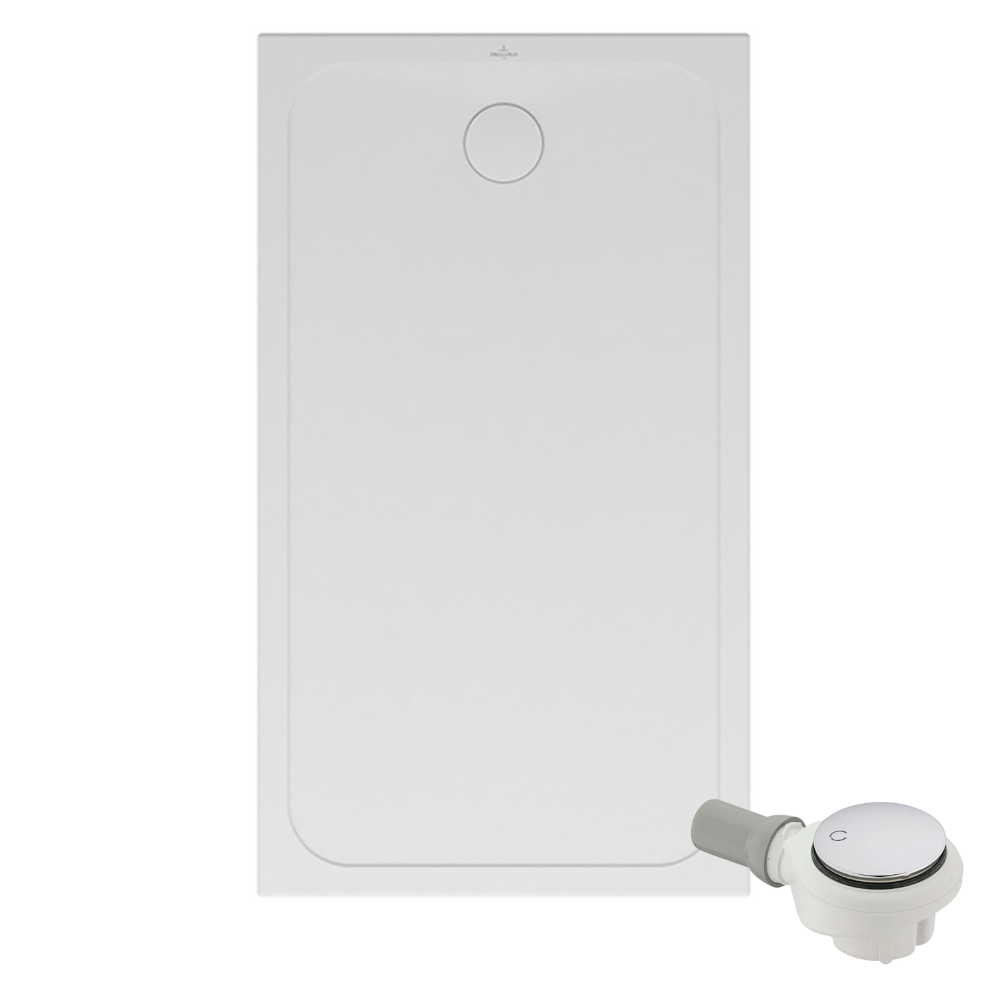 Receveur de douche antidérapant 140 x 80 VILLEROY ET BOCH Lifetime Plus Cerasoft céramique blanc + Bonde chromé