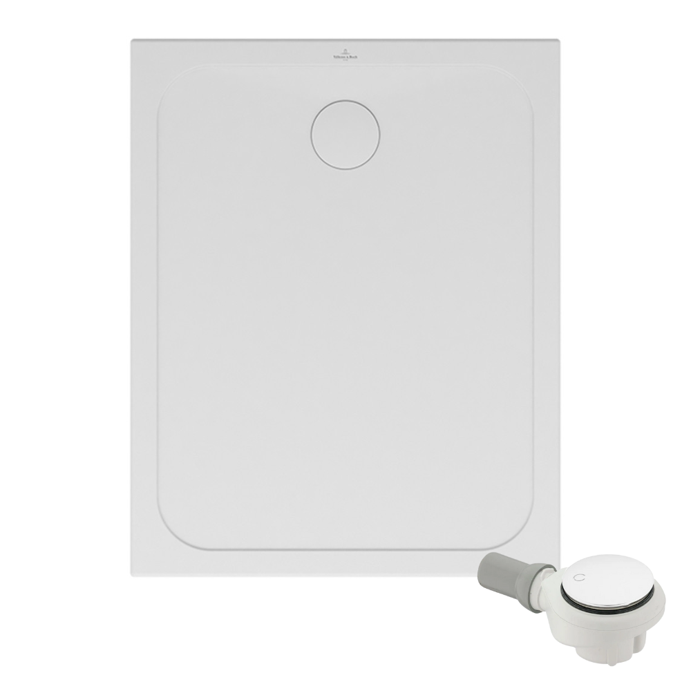 Receveur de douche antidérapant 100 x 80 VILLEROY ET BOCH Lifetime Plus céramique blanc + Bonde blanc