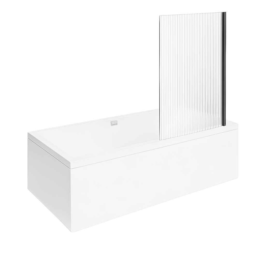 Baignoire droite VILLEROY ET BOCH Collaro 170 x 75cm Blanc mat vidage et trop plein blanc mat + Pare bain droite AURYS Raywall