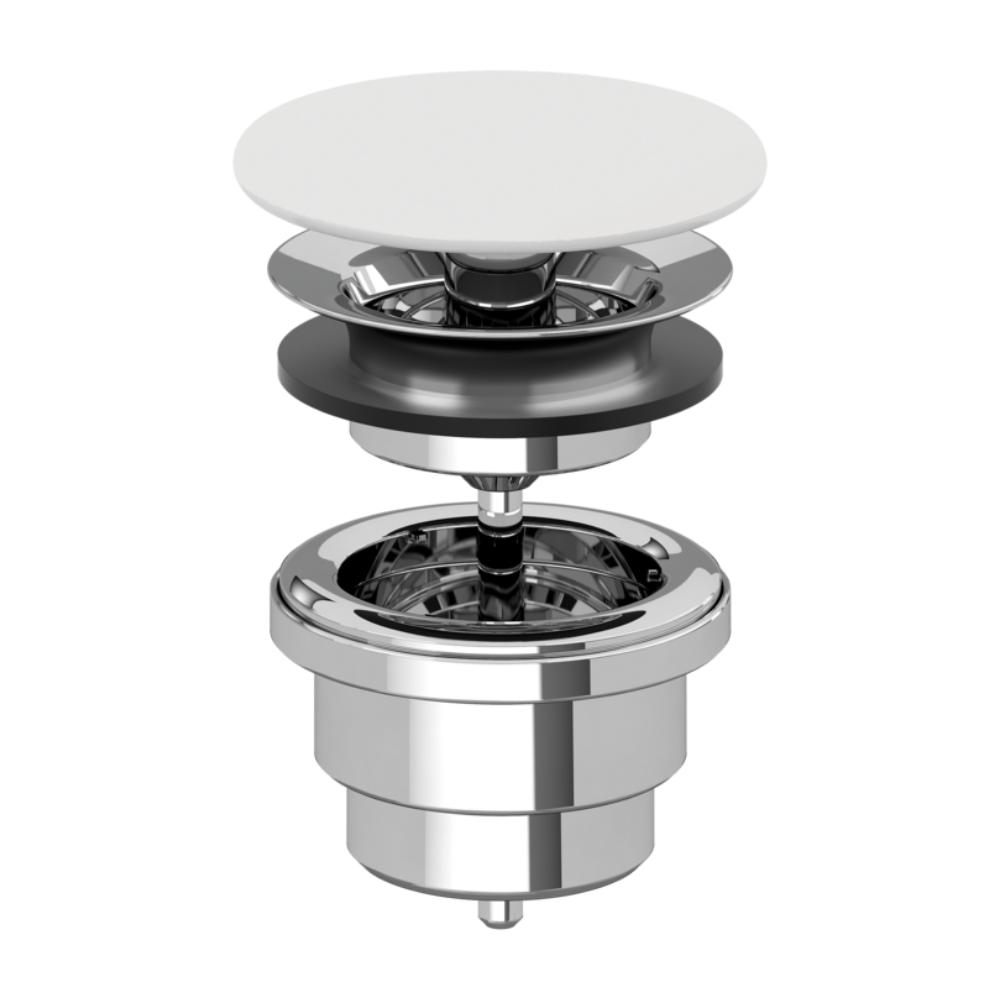 Bonde lavabo à écoulement libre Blanc mat CeramicPlus