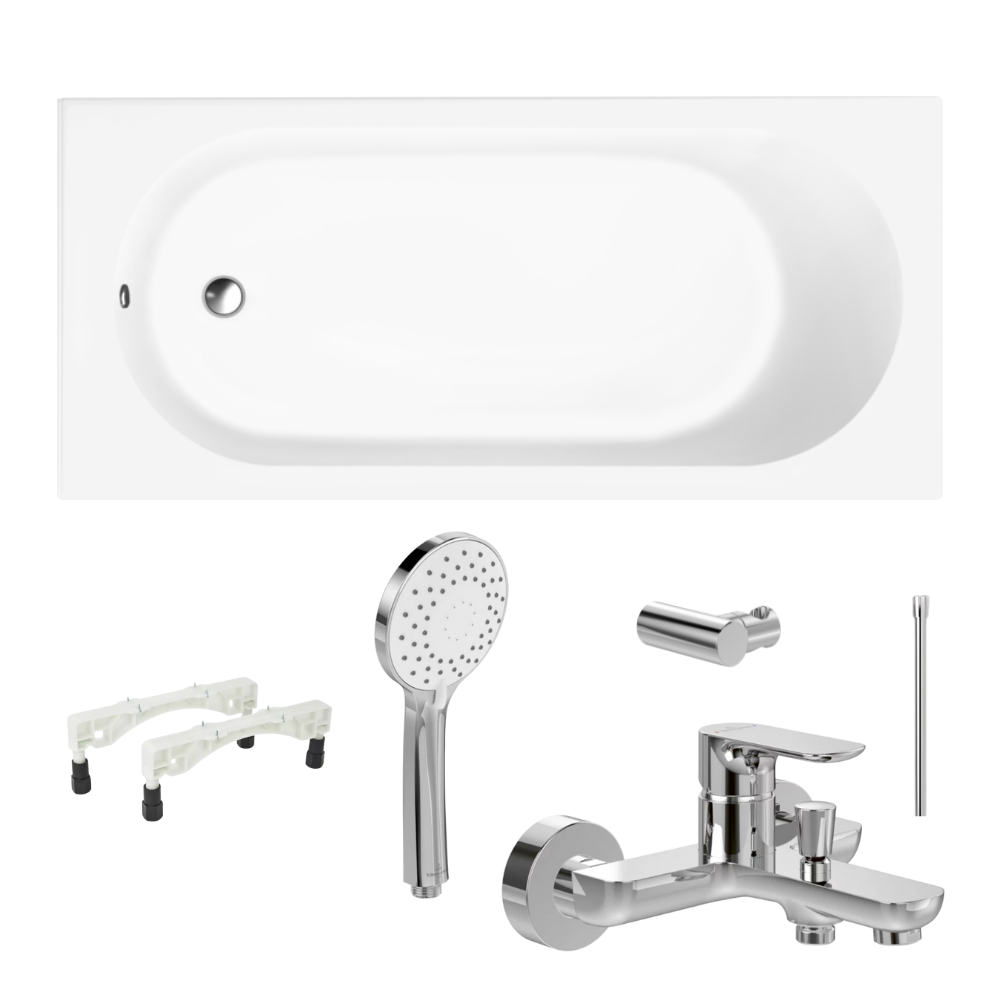 Pack baignoire 170 x 75 VILLEROY ET BOCH O Novo avec pieds et robinet