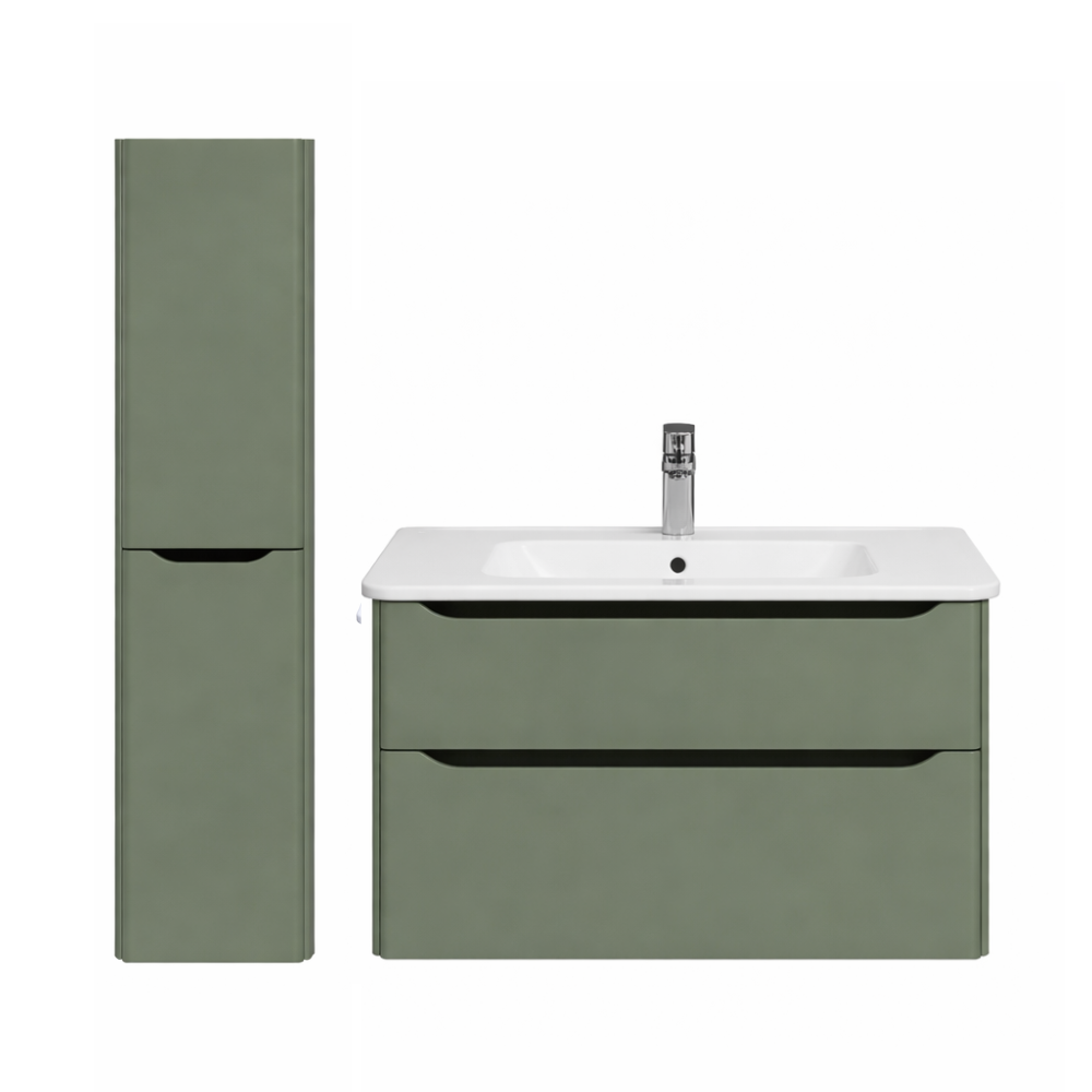 Meuble vasque suspendu VitrA Sento Round 80cm Vert mat + Colonne version gauche