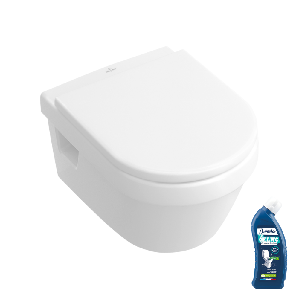 Cuvette WC suspendu sans bride VILLEROY & BOCH Architectura avec abattant + nettoyant WC Briochin