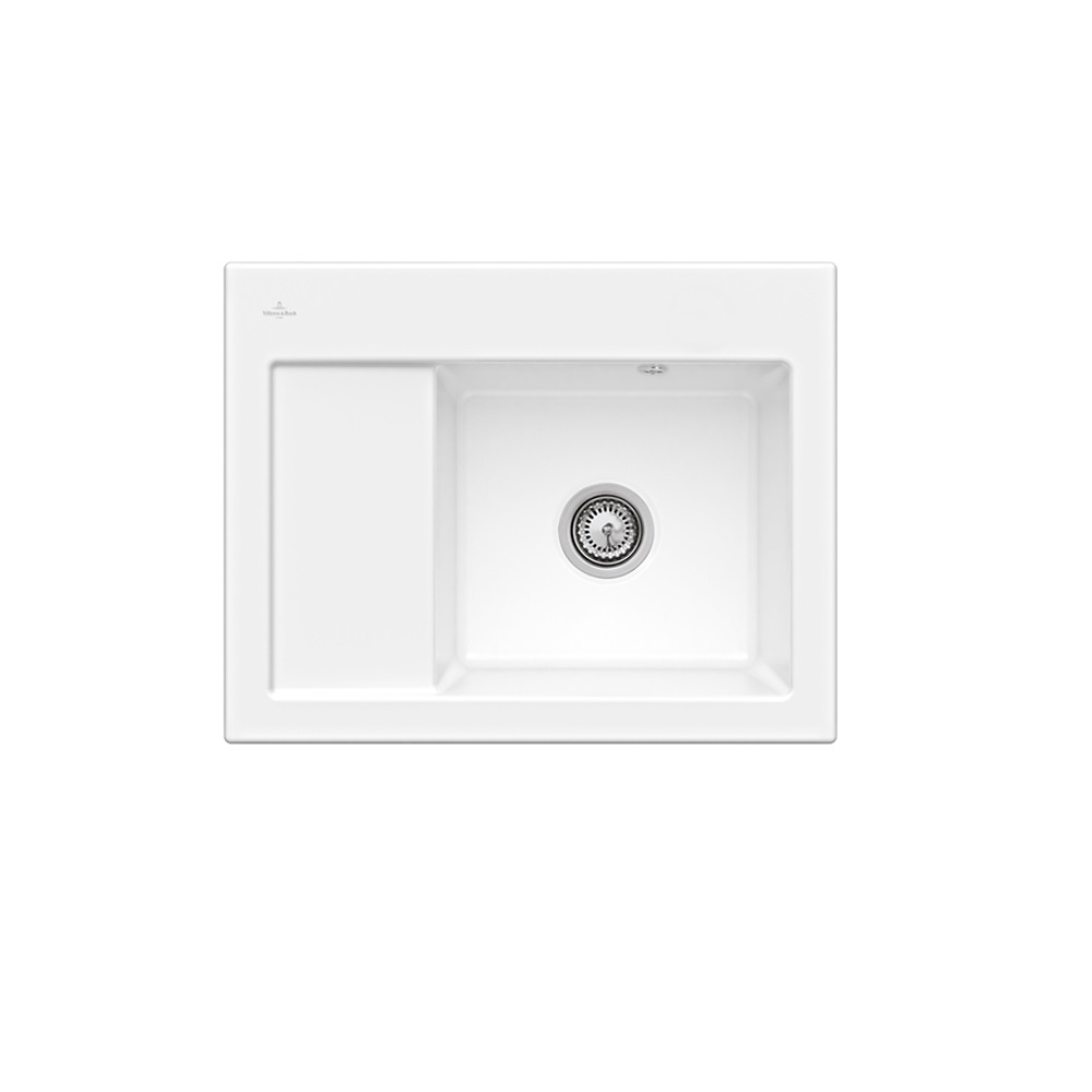 Evier 1 bac VILLEROY ET BOCH Subway 45 Compact 65 x 51 cm egouttoir a gauche Snow White CeramicPlus