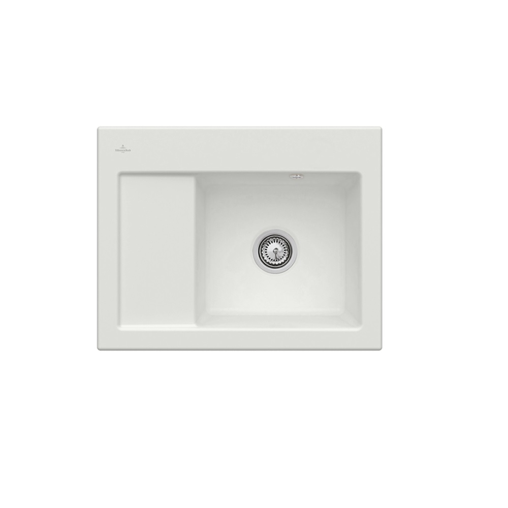 Evier 1 bac VILLEROY ET BOCH Subway 45 Compact 65 x 51 cm egouttoir a gauche Steam CeramicPlus