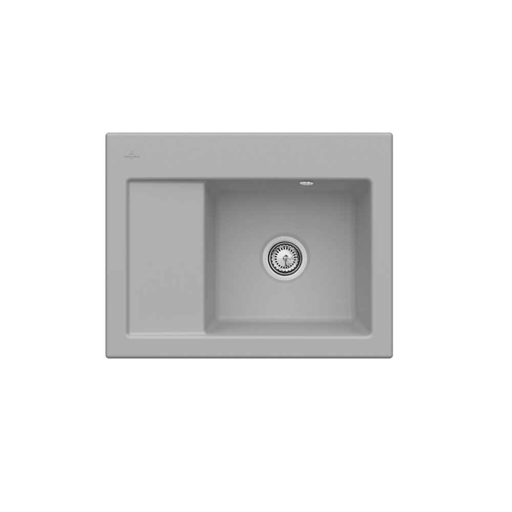 Evier 1 bac VILLEROY ET BOCH Subway 45 Compact 65 x 51 cm egouttoir a gauche Fossile CeramicPlus avec vidage manuel
