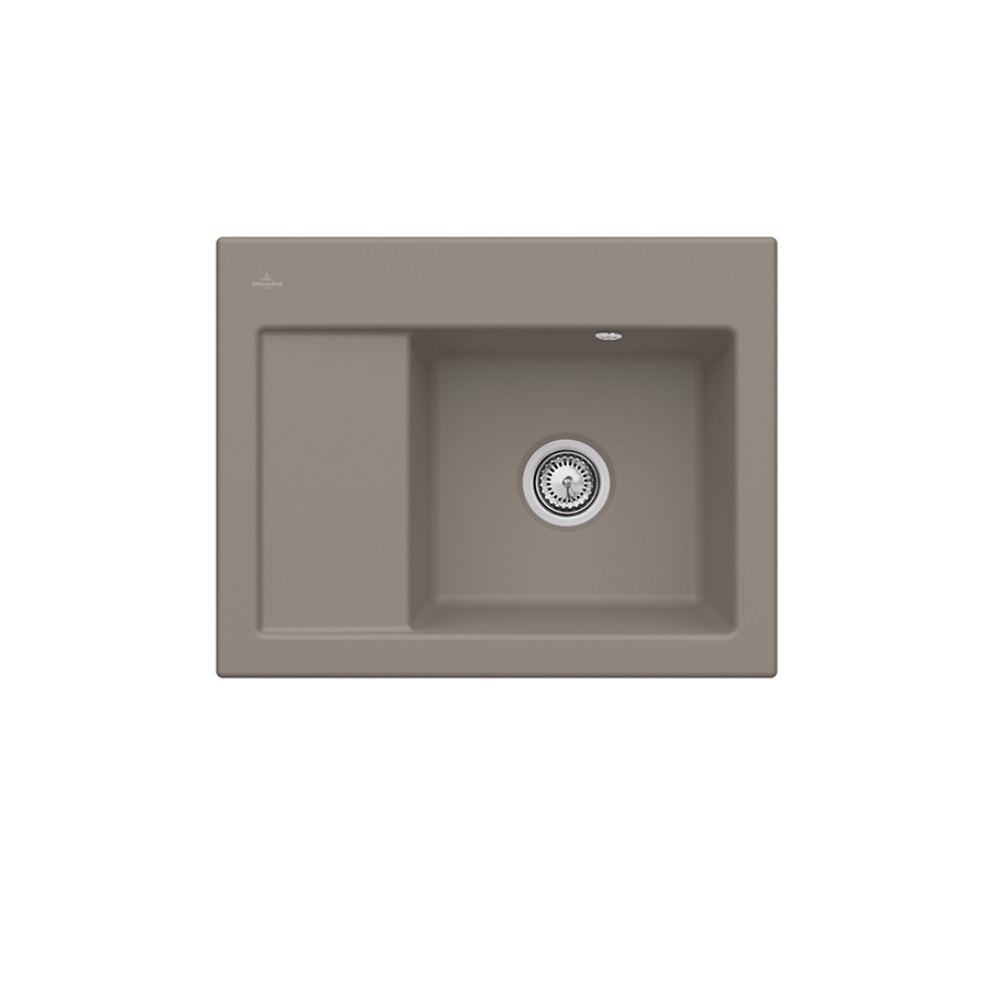 Evier 1 bac VILLEROY ET BOCH Subway 45 Compact 65 x 51 cm egouttoir a gauche Timber CeramicPlus avec vidage automatique