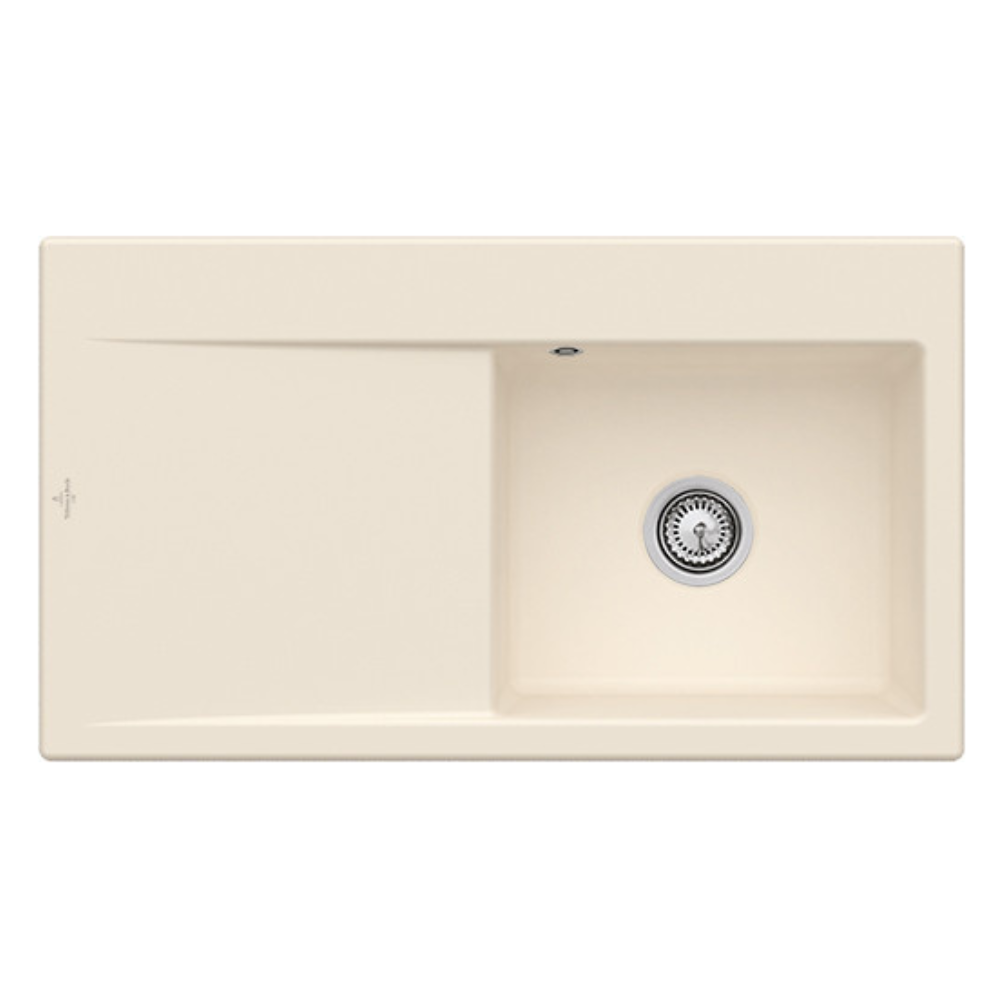 Evier 1 cuve avec vidage automatique VILLEROY ET BOCH Subway 50 flat, ivory ceramic plus