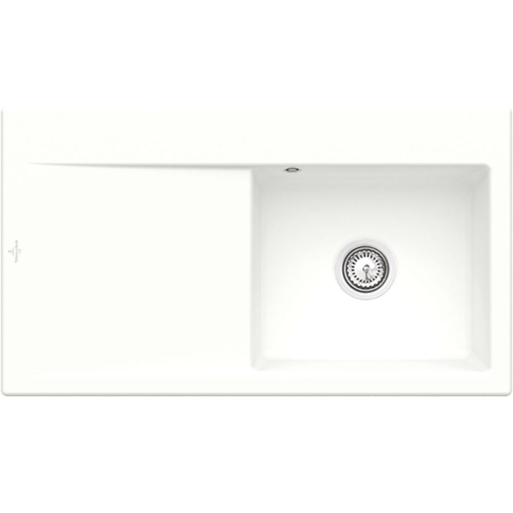 Evier 1 cuve avec vidage automatique VILLEROY ET BOCH Subway 50 flat blanc ceramic plus