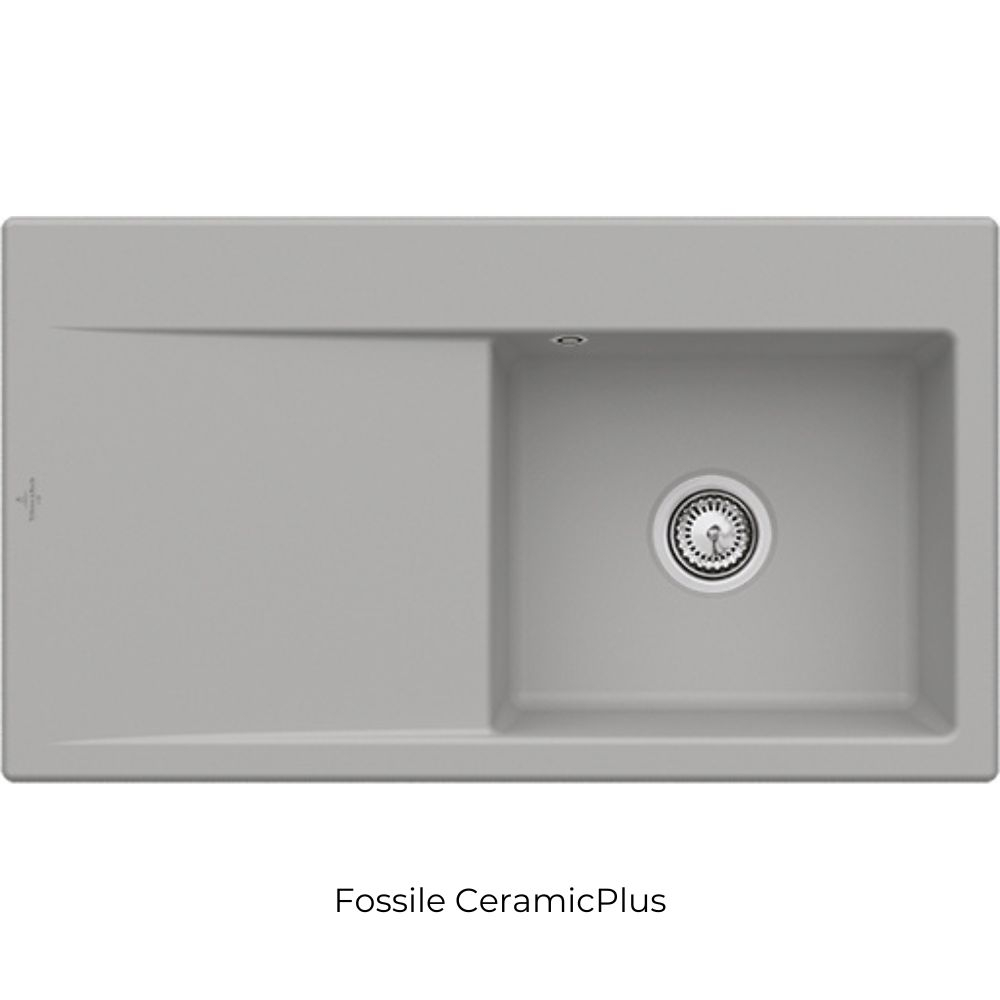 Evier cuve à droite avec vidage VILLEROY ET BOCH Subway 50, fossile ceramic plus
