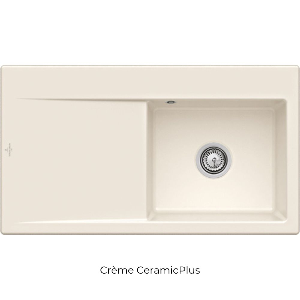 Evier cuve à droite avec vidage VILLEROY ET BOCH Subway 50, crème ceramic plus