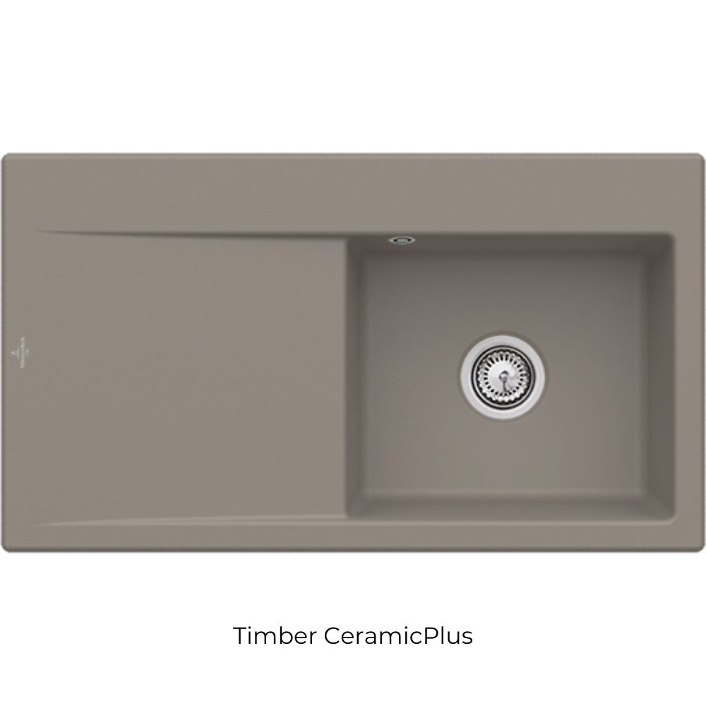 Evier cuve à droite avec vidage VILLEROY ET BOCH Subway 50, timber ceramic plus