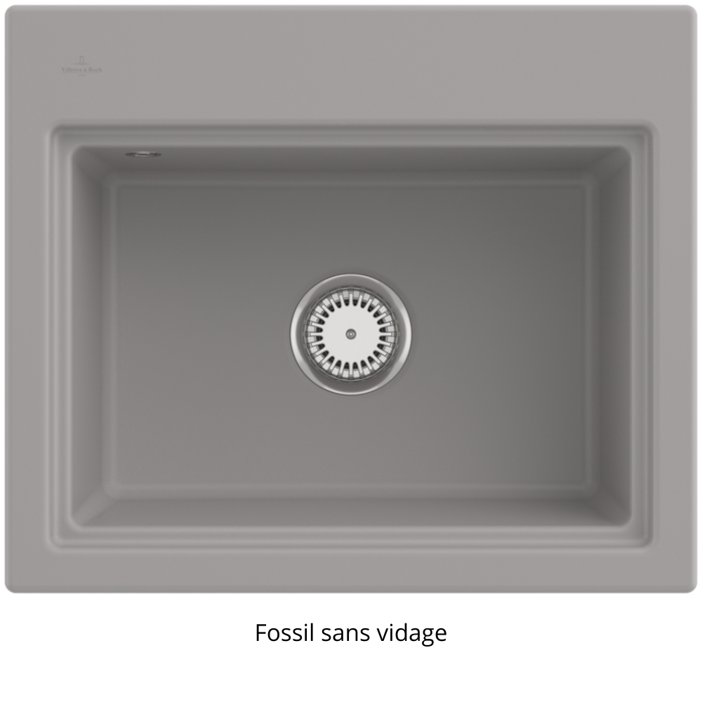 Evier VILLEROY ET BOCH Subway Style 60 S Fossil CeramicPlus vidage manuel finition aluminum brossé