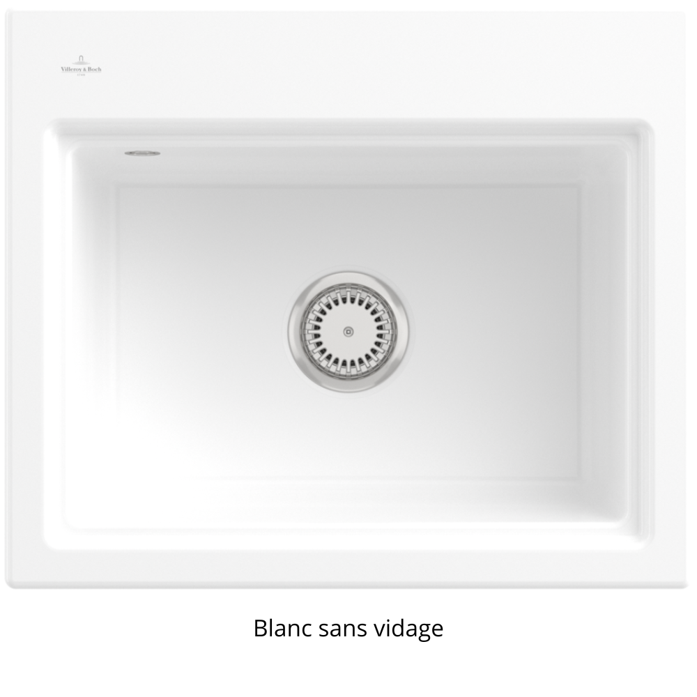 Evier VILLEROY ET BOCH Subway Style 60 S Blanc CeramicPlus vidage manuel finition anthracite