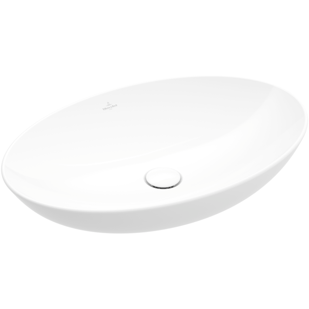 Vasque 62 x 42 ovale à poser VILLEROY ET BOCH Loop & Friends non meulé stone white avec trop plein