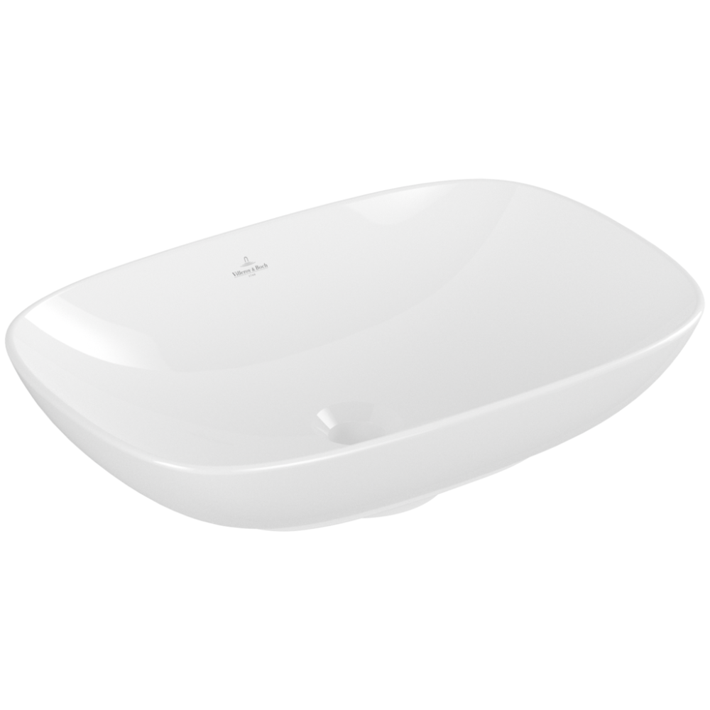 Vasque 62 x 42 rectangle à poser VILLEROY ET BOCH Loop & Friends non meulé blanche avec trop plein