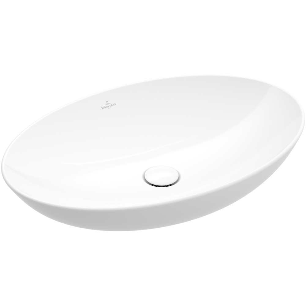 Vasque ovale à poser VILLEROY ET BOCH Loop and Friends non meulé 62 x 42 Blanc CeramicPlus sans trop plein