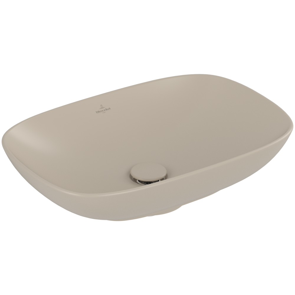 Vasque rectangle à poser VILLEROY ET BOCH Loop and Friends non meulé 62 x 42 Almond CeramicPlus sans trop plein