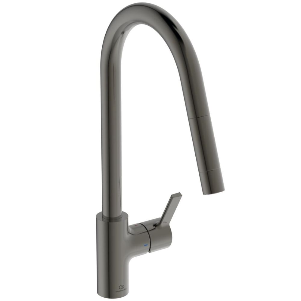Robinet de cuisine avec douchette IDEAL STANDARD Gusto 2 jets gris magnétique
