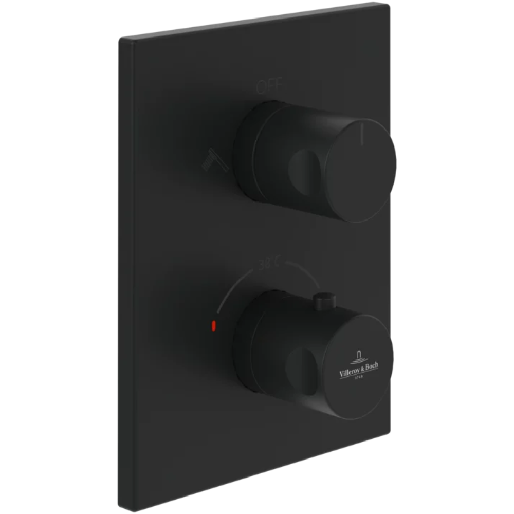Mitigeur thermostatique encastré 2 voies VILLEROY ET BOCH Universal rectangle Noir mat