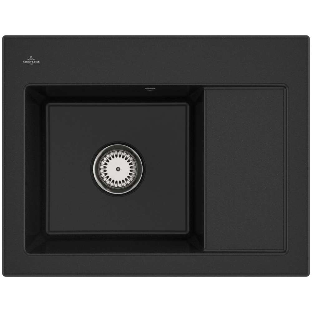 Evier 1 bac VILLEROY ET BOCH Subway 45 Compact 65 x 51 cm egouttoir a droite Chromite CeramicPlus avec vidage manuel
