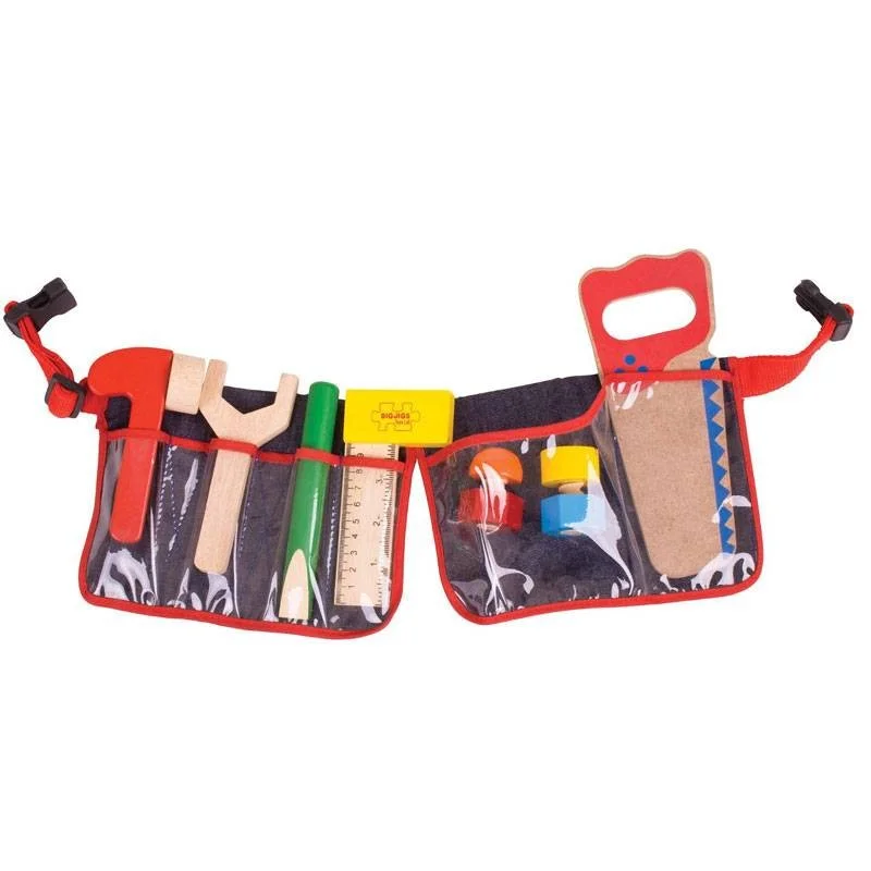 Bigjigs Toys, Ceinture À Outils Rouge Pour Enfants, Adaptée Aux ges Dès 3 Ans