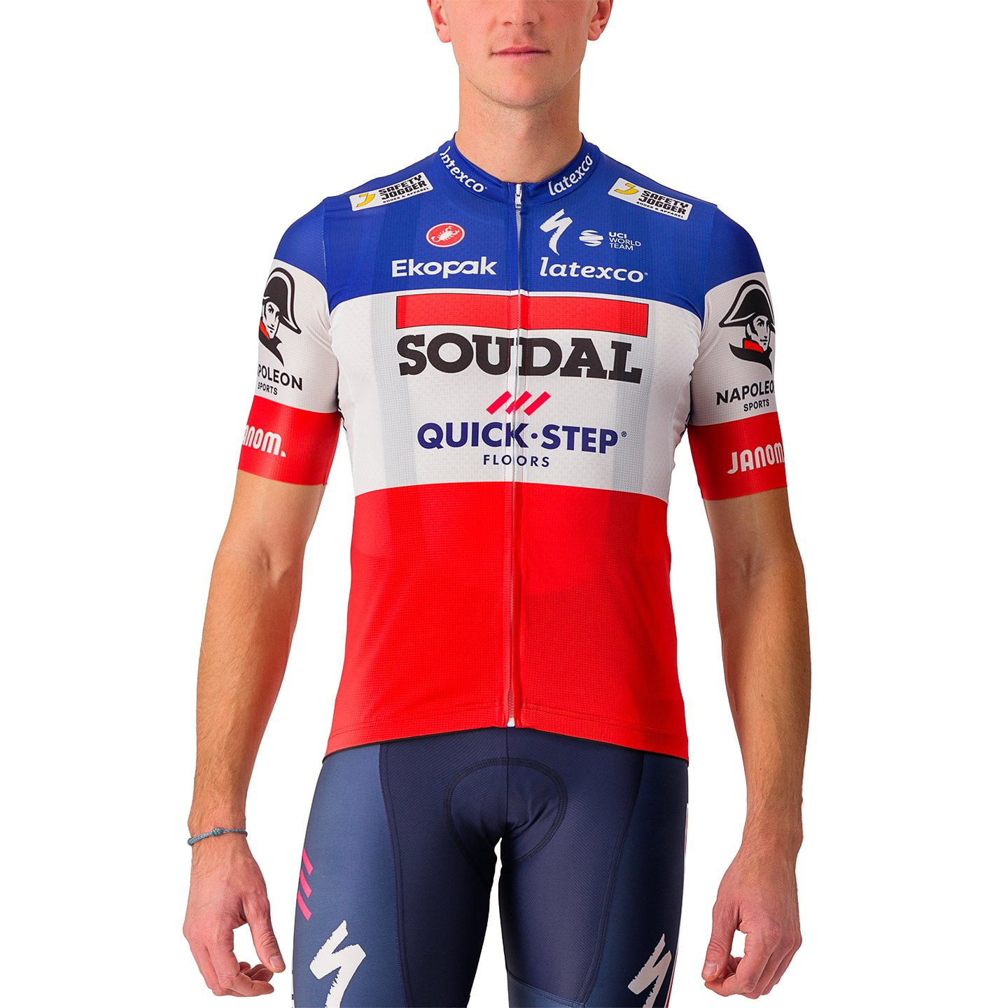 Maillot Castelli Competizione 2 Champion de France Manche Courte Bleu Soudal Quick-Step, Taille L