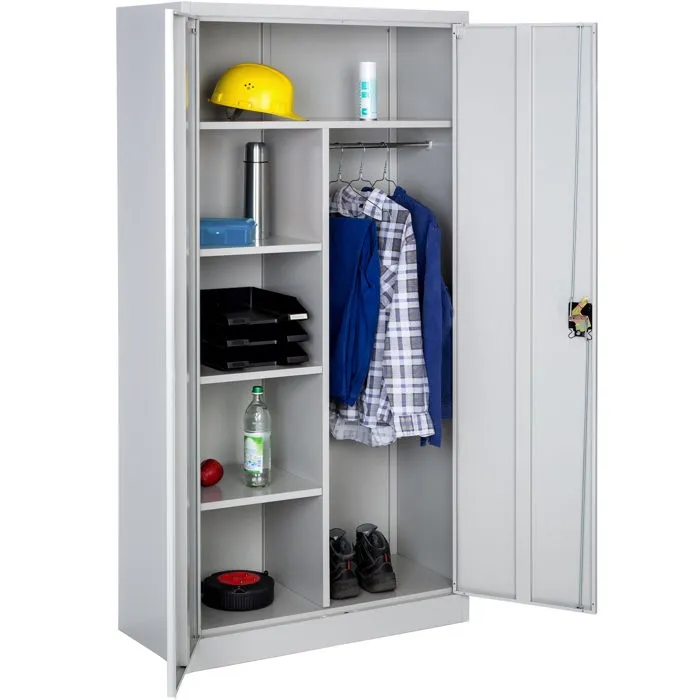 Vestiaire En Acier Avec 2 Portes Battantes Renforcées Gris
