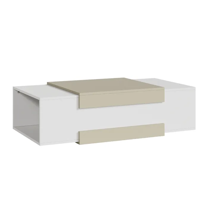 Table basse Eljak 110 x 57 x 31 cm blanc / sable en.casa