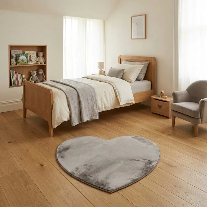 Tapis forme coeur extra-doux taupe 90x85