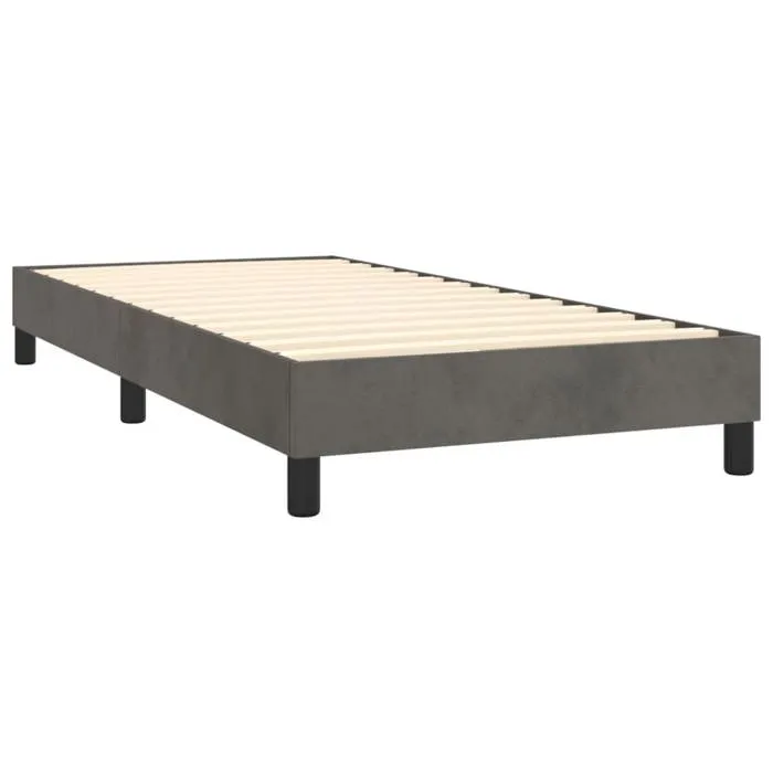 Sommier À Lattes Sur Pieds Cadre De Lit 100x200 Cm Tissu Velours Gris Foncé Tdl0207147
